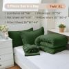 imageMUXHOMO 7 Pieces Queen Comforter Set Seersucker Bed in a Bag Queen Size All Season Luxury Bedding Set with Comforter Flat Sheet Fitted Sheet Pillowcases ampamp Shams BeigeDark Green