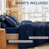 imageMUXHOMO 7 Pieces Queen Comforter Set Seersucker Bed in a Bag Queen Size All Season Luxury Bedding Set with Comforter Flat Sheet Fitted Sheet Pillowcases ampamp Shams BeigeNavy Blue