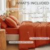 imageMUXHOMO 7 Pieces Queen Comforter Set Seersucker Bed in a Bag Queen Size All Season Luxury Bedding Set with Comforter Flat Sheet Fitted Sheet Pillowcases ampamp Shams BeigeBurnt Orange