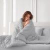 imageMUXHOMO 7 Pieces Queen Comforter Set Seersucker Bed in a Bag Queen Size All Season Luxury Bedding Set with Comforter Flat Sheet Fitted Sheet Pillowcases ampamp Shams BeigeLight Grey