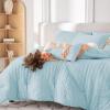imageMUXHOMO 7 Pieces Queen Comforter Set Seersucker Bed in a Bag Queen Size All Season Luxury Bedding Set with Comforter Flat Sheet Fitted Sheet Pillowcases ampamp Shams BeigeLake Blue