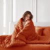 imageMUXHOMO 7 Pieces Queen Comforter Set Seersucker Bed in a Bag Queen Size All Season Luxury Bedding Set with Comforter Flat Sheet Fitted Sheet Pillowcases ampamp Shams BeigeBurnt Orange