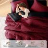 imageMUXHOMO 7 Pieces Queen Comforter Set Seersucker Bed in a Bag Queen Size All Season Luxury Bedding Set with Comforter Flat Sheet Fitted Sheet Pillowcases ampamp Shams BeigeRedBlack
