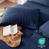 imageMUXHOMO 7 Pieces Queen Comforter Set Seersucker Bed in a Bag Queen Size All Season Luxury Bedding Set with Comforter Flat Sheet Fitted Sheet Pillowcases ampamp Shams BeigeNavy Blue