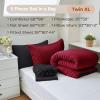 imageMUXHOMO 7 Pieces Queen Comforter Set Seersucker Bed in a Bag Queen Size All Season Luxury Bedding Set with Comforter Flat Sheet Fitted Sheet Pillowcases ampamp Shams BeigeRedBlack