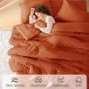 imageMUXHOMO 7 Pieces Queen Comforter Set Seersucker Bed in a Bag Queen Size All Season Luxury Bedding Set with Comforter Flat Sheet Fitted Sheet Pillowcases ampamp Shams BeigeBurnt Orange