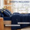 imageMUXHOMO 7 Pieces Queen Comforter Set Seersucker Bed in a Bag Queen Size All Season Luxury Bedding Set with Comforter Flat Sheet Fitted Sheet Pillowcases ampamp Shams BeigeNavy Blue