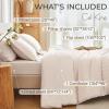 imageMUXHOMO 7 Pieces Queen Comforter Set Seersucker Bed in a Bag Queen Size All Season Luxury Bedding Set with Comforter Flat Sheet Fitted Sheet Pillowcases ampamp Shams BeigeBeige