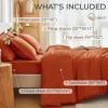imageMUXHOMO 7 Pieces Queen Comforter Set Seersucker Bed in a Bag Queen Size All Season Luxury Bedding Set with Comforter Flat Sheet Fitted Sheet Pillowcases ampamp Shams BeigeBurnt Orange