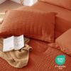 imageMUXHOMO 7 Pieces Queen Comforter Set Seersucker Bed in a Bag Queen Size All Season Luxury Bedding Set with Comforter Flat Sheet Fitted Sheet Pillowcases ampamp Shams BeigeBurnt Orange