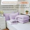 imageMUXHOMO 7 Pieces Queen Comforter Set Seersucker Bed in a Bag Queen Size All Season Luxury Bedding Set with Comforter Flat Sheet Fitted Sheet Pillowcases ampamp Shams BeigeLavender