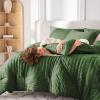 imageMUXHOMO 7 Pieces Queen Comforter Set Seersucker Bed in a Bag Queen Size All Season Luxury Bedding Set with Comforter Flat Sheet Fitted Sheet Pillowcases ampamp Shams BeigeDark Green