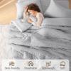 imageMUXHOMO 7 Pieces Queen Comforter Set Seersucker Bed in a Bag Queen Size All Season Luxury Bedding Set with Comforter Flat Sheet Fitted Sheet Pillowcases ampamp Shams BeigeLight Grey