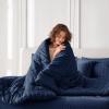 imageMUXHOMO 7 Pieces Queen Comforter Set Seersucker Bed in a Bag Queen Size All Season Luxury Bedding Set with Comforter Flat Sheet Fitted Sheet Pillowcases ampamp Shams BeigeNavy Blue