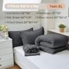 imageMUXHOMO 7 Pieces Queen Comforter Set Seersucker Bed in a Bag Queen Size All Season Luxury Bedding Set with Comforter Flat Sheet Fitted Sheet Pillowcases ampamp Shams BeigeDark Grey