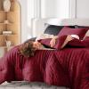 imageMUXHOMO 7 Pieces Queen Comforter Set Seersucker Bed in a Bag Queen Size All Season Luxury Bedding Set with Comforter Flat Sheet Fitted Sheet Pillowcases ampamp Shams BeigeRedBlack