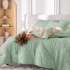 imageMUXHOMO 7 Pieces Queen Comforter Set Seersucker Bed in a Bag Queen Size All Season Luxury Bedding Set with Comforter Flat Sheet Fitted Sheet Pillowcases ampamp Shams BeigeSage Green