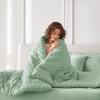 imageMUXHOMO 7 Pieces Queen Comforter Set Seersucker Bed in a Bag Queen Size All Season Luxury Bedding Set with Comforter Flat Sheet Fitted Sheet Pillowcases ampamp Shams BeigeSage Green