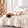 imageMUXHOMO 7 Pieces Queen Comforter Set Seersucker Bed in a Bag Queen Size All Season Luxury Bedding Set with Comforter Flat Sheet Fitted Sheet Pillowcases ampamp Shams BeigeBeige