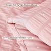 imageMUXHOMO 7 Pieces Queen Comforter Set Seersucker Bed in a Bag Queen Size All Season Luxury Bedding Set with Comforter Flat Sheet Fitted Sheet Pillowcases ampamp Shams BeigePink