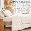 imageMUXHOMO 7 Pieces Queen Comforter Set Seersucker Bed in a Bag Queen Size All Season Luxury Bedding Set with Comforter Flat Sheet Fitted Sheet Pillowcases ampamp Shams BeigeIvory
