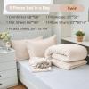 imageMUXHOMO 7 Pieces Queen Comforter Set Seersucker Bed in a Bag Queen Size All Season Luxury Bedding Set with Comforter Flat Sheet Fitted Sheet Pillowcases ampamp Shams BeigeBeige