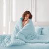 imageMUXHOMO 7 Pieces Queen Comforter Set Seersucker Bed in a Bag Queen Size All Season Luxury Bedding Set with Comforter Flat Sheet Fitted Sheet Pillowcases ampamp Shams BeigeLake Blue