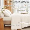 imageMUXHOMO 7 Pieces Queen Comforter Set Seersucker Bed in a Bag Queen Size All Season Luxury Bedding Set with Comforter Flat Sheet Fitted Sheet Pillowcases ampamp Shams BeigeIvory
