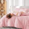 imageMUXHOMO 7 Pieces Queen Comforter Set Seersucker Bed in a Bag Queen Size All Season Luxury Bedding Set with Comforter Flat Sheet Fitted Sheet Pillowcases ampamp Shams BeigePink
