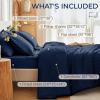 imageMUXHOMO 7 Pieces Queen Comforter Set Seersucker Bed in a Bag Queen Size All Season Luxury Bedding Set with Comforter Flat Sheet Fitted Sheet Pillowcases ampamp Shams BeigeNavy Blue