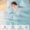 imageMUXHOMO 7 Pieces Queen Comforter Set Seersucker Bed in a Bag Queen Size All Season Luxury Bedding Set with Comforter Flat Sheet Fitted Sheet Pillowcases ampamp Shams BeigeLake Blue