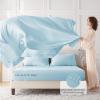 imageMUXHOMO 7 Pieces Queen Comforter Set Seersucker Bed in a Bag Queen Size All Season Luxury Bedding Set with Comforter Flat Sheet Fitted Sheet Pillowcases ampamp Shams BeigeLake Blue