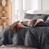 imageMUXHOMO 7 Pieces Queen Comforter Set Seersucker Bed in a Bag Queen Size All Season Luxury Bedding Set with Comforter Flat Sheet Fitted Sheet Pillowcases ampamp Shams BeigeDark Grey