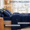 imageMUXHOMO 7 Pieces Queen Comforter Set Seersucker Bed in a Bag Queen Size All Season Luxury Bedding Set with Comforter Flat Sheet Fitted Sheet Pillowcases ampamp Shams BeigeNavy Blue