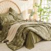 imageMUXHOMO Bed in a Bag Queen 7 Pieces Sage Green Queen Comforter Set Reversible Botanical Flowers Design Ultra Soft ampamp Breathable Bedding Sets with Comforter Sheets Pillowcases ampamp ShamsOlive Green Leaves