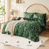 imageMUXHOMO Bed in a Bag Queen 7 Pieces Sage Green Queen Comforter Set Reversible Botanical Flowers Design Ultra Soft ampamp Breathable Bedding Sets with Comforter Sheets Pillowcases ampamp ShamsDark Green Leaves