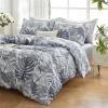 imageMUXHOMO Bed in a Bag Queen 7 Pieces Sage Green Queen Comforter Set Reversible Botanical Flowers Design Ultra Soft ampamp Breathable Bedding Sets with Comforter Sheets Pillowcases ampamp ShamsBlack Grey Leaves