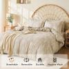 imageMUXHOMO Bed in a Bag Queen 7 Pieces Sage Green Queen Comforter Set Reversible Botanical Flowers Design Ultra Soft ampamp Breathable Bedding Sets with Comforter Sheets Pillowcases ampamp ShamsBeige Leaves