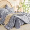 imageMUXHOMO Bed in a Bag Queen 7 Pieces Sage Green Queen Comforter Set Reversible Botanical Flowers Design Ultra Soft ampamp Breathable Bedding Sets with Comforter Sheets Pillowcases ampamp ShamsLight Grey Leaves