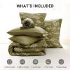 imageMUXHOMO Bed in a Bag Queen 7 Pieces Sage Green Queen Comforter Set Reversible Botanical Flowers Design Ultra Soft ampamp Breathable Bedding Sets with Comforter Sheets Pillowcases ampamp ShamsOlive Green Leaves