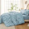 imageMUXHOMO Bed in a Bag Queen 7 Pieces Sage Green Queen Comforter Set Reversible Botanical Flowers Design Ultra Soft ampamp Breathable Bedding Sets with Comforter Sheets Pillowcases ampamp ShamsMineral Blue Leaves