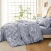 imageMUXHOMO Bed in a Bag Queen 7 Pieces Sage Green Queen Comforter Set Reversible Botanical Flowers Design Ultra Soft ampamp Breathable Bedding Sets with Comforter Sheets Pillowcases ampamp ShamsLight Grey Leaves