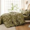 imageMUXHOMO Bed in a Bag Queen 7 Pieces Sage Green Queen Comforter Set Reversible Botanical Flowers Design Ultra Soft ampamp Breathable Bedding Sets with Comforter Sheets Pillowcases ampamp ShamsOlive Green Leaves