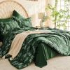 imageMUXHOMO Bed in a Bag Queen 7 Pieces Sage Green Queen Comforter Set Reversible Botanical Flowers Design Ultra Soft ampamp Breathable Bedding Sets with Comforter Sheets Pillowcases ampamp ShamsDark Green Leaves