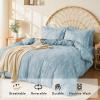 imageMUXHOMO Bed in a Bag Queen 7 Pieces Sage Green Queen Comforter Set Reversible Botanical Flowers Design Ultra Soft ampamp Breathable Bedding Sets with Comforter Sheets Pillowcases ampamp ShamsMineral Blue Leaves