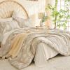 imageMUXHOMO Bed in a Bag Queen 7 Pieces Sage Green Queen Comforter Set Reversible Botanical Flowers Design Ultra Soft ampamp Breathable Bedding Sets with Comforter Sheets Pillowcases ampamp ShamsTaupe Leaves