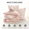 imageMUXHOMO Bed in a Bag Queen 7 Pieces Sage Green Queen Comforter Set Reversible Botanical Flowers Design Ultra Soft ampamp Breathable Bedding Sets with Comforter Sheets Pillowcases ampamp ShamsCameo Pink Leaves