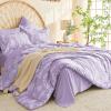 imageMUXHOMO Bed in a Bag Queen 7 Pieces Sage Green Queen Comforter Set Reversible Botanical Flowers Design Ultra Soft ampamp Breathable Bedding Sets with Comforter Sheets Pillowcases ampamp ShamsLavender Leaves
