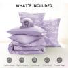 imageMUXHOMO Bed in a Bag Queen 7 Pieces Sage Green Queen Comforter Set Reversible Botanical Flowers Design Ultra Soft ampamp Breathable Bedding Sets with Comforter Sheets Pillowcases ampamp ShamsLavender Leaves