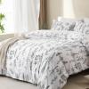 imageMUXHOMO Bed in a Bag Queen 7 Pieces Sage Green Queen Comforter Set Reversible Botanical Flowers Design Ultra Soft ampamp Breathable Bedding Sets with Comforter Sheets Pillowcases ampamp ShamsWhite Leaves